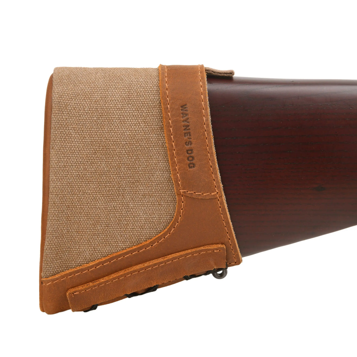 Leather and canvas slip-on recoil pad, small, brown