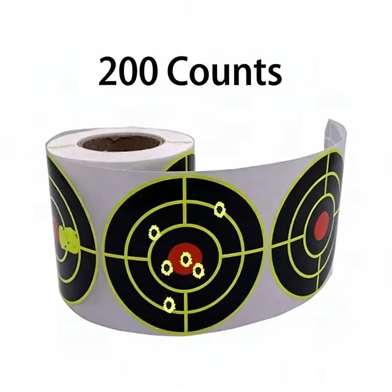 Roll of three inch splatter target stickers, roll of 200