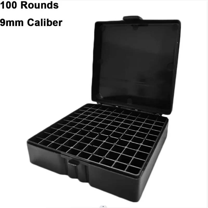 Flip-top ammo box, 100 round, 9 mm, black