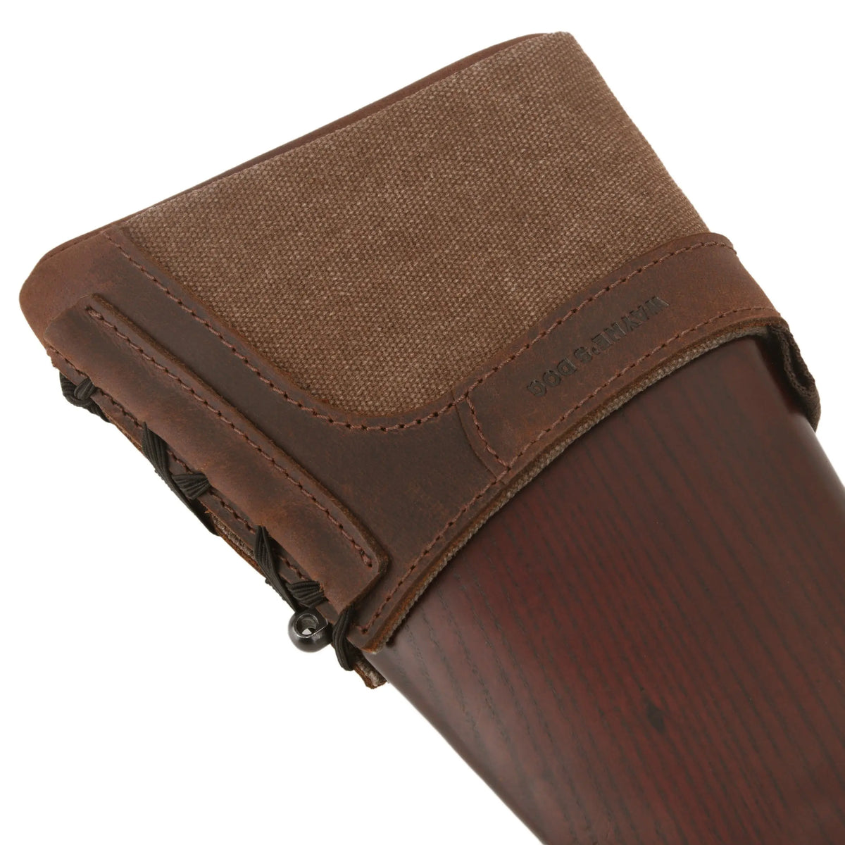 Leather and canvas slip-on recoil pad, large, coffee