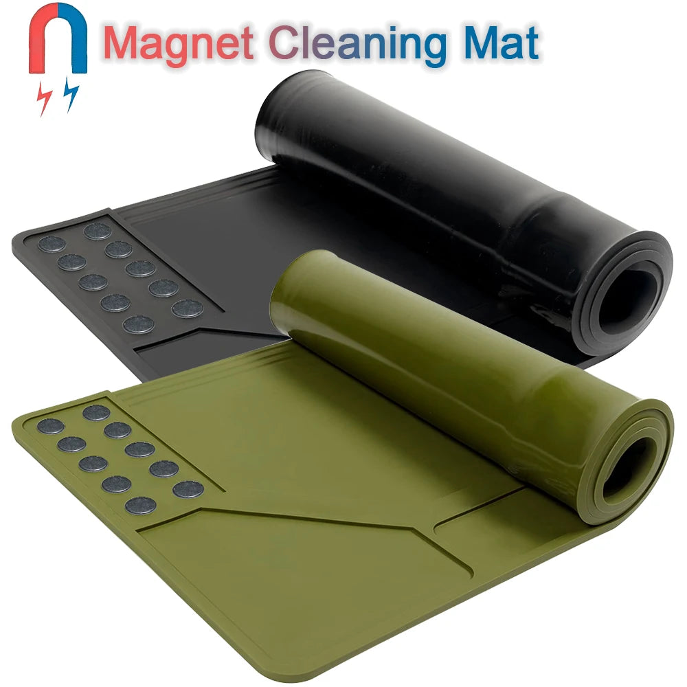 Rubber cleaning mat with magnetic dots