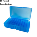 Flip-top ammo box, 50 round, 9 mm, blue