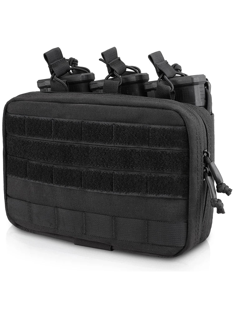 MOLLE admin pouch with three magazine holders, black