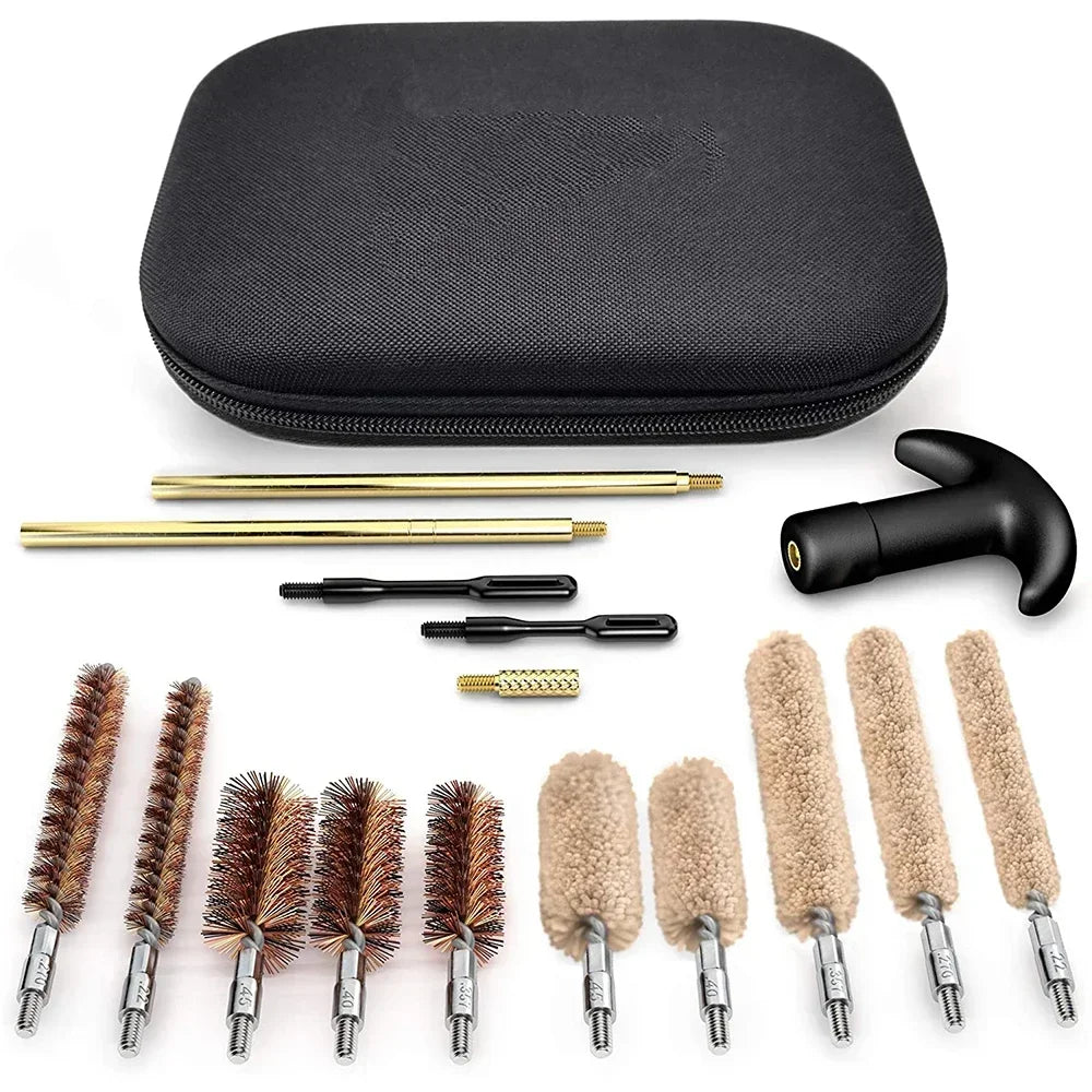 Handgun cleaning kit in zip case