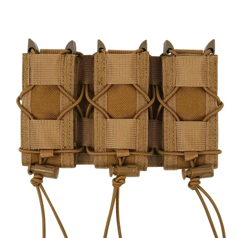 MOLLE pistol magazine pouch, triple, tan