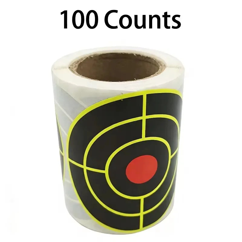 Roll of three inch splatter target stickers, roll of 100