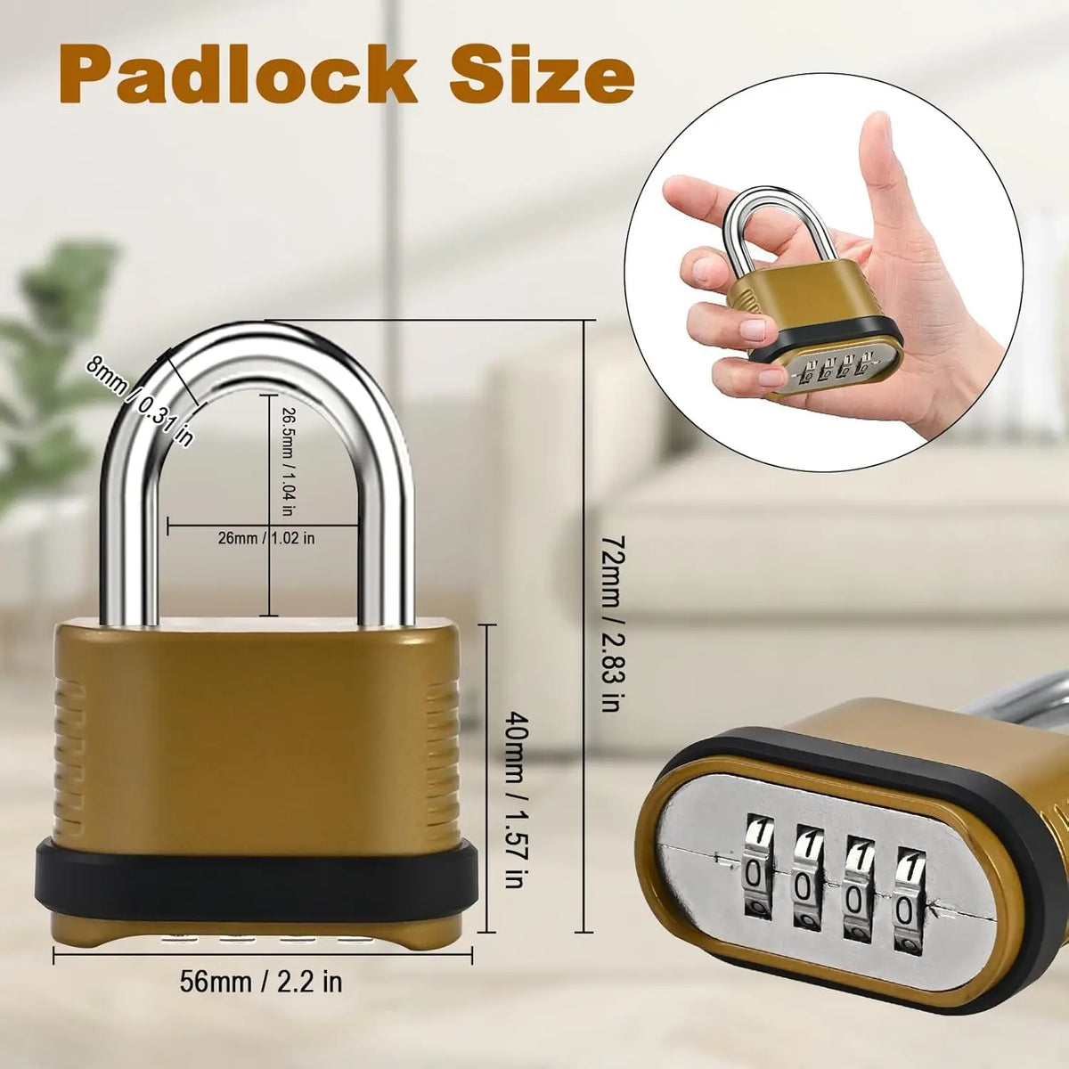 Four digit combination padlock