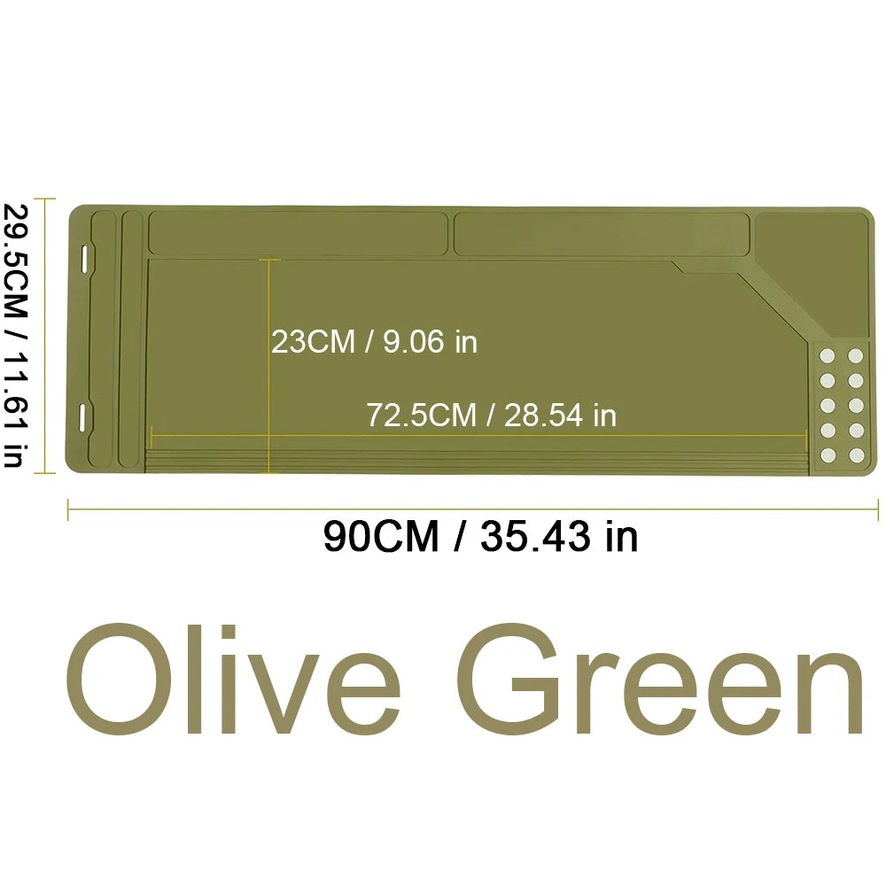 Rubber cleaning mat with magnetic dots, olive green