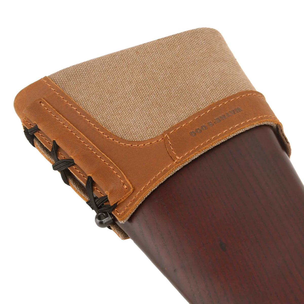 Leather and canvas slip-on recoil pad, large, brown