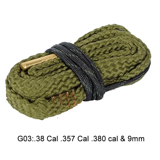 Bore snake pull-through cleaner, .38, .357, .380 and 9 mm