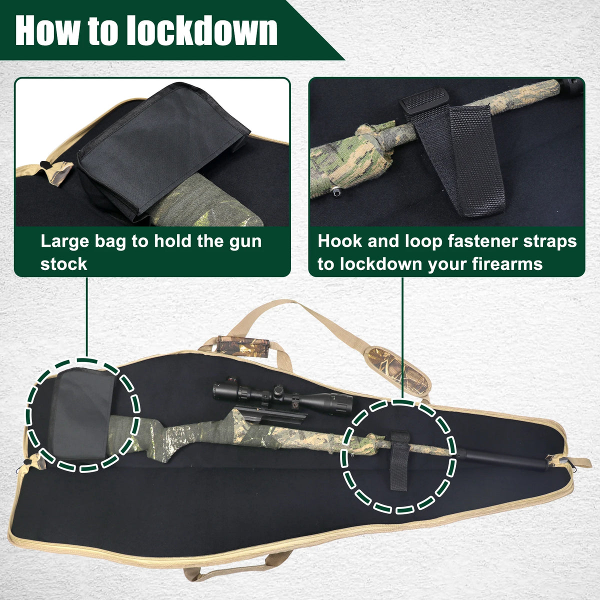 Padded soft rifle case in camouflage